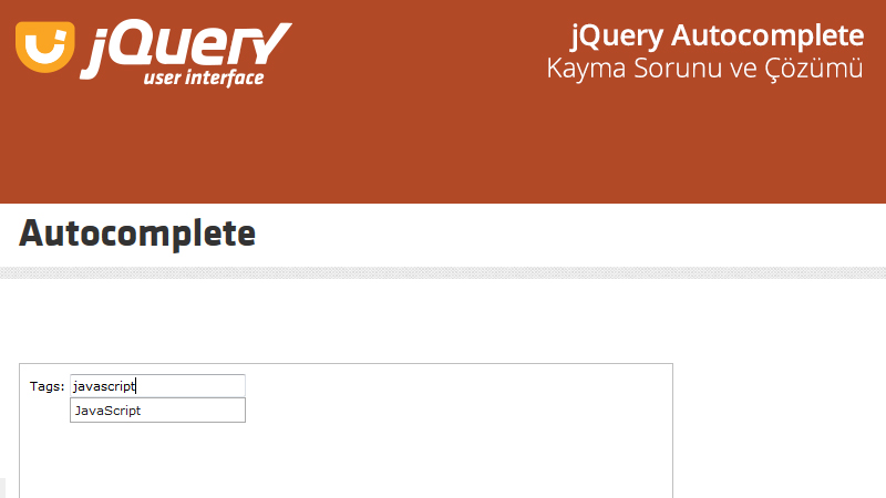 jQuery Autocomplete Kayma Sorunu