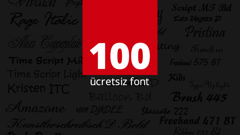 Ücretsiz 100 Font